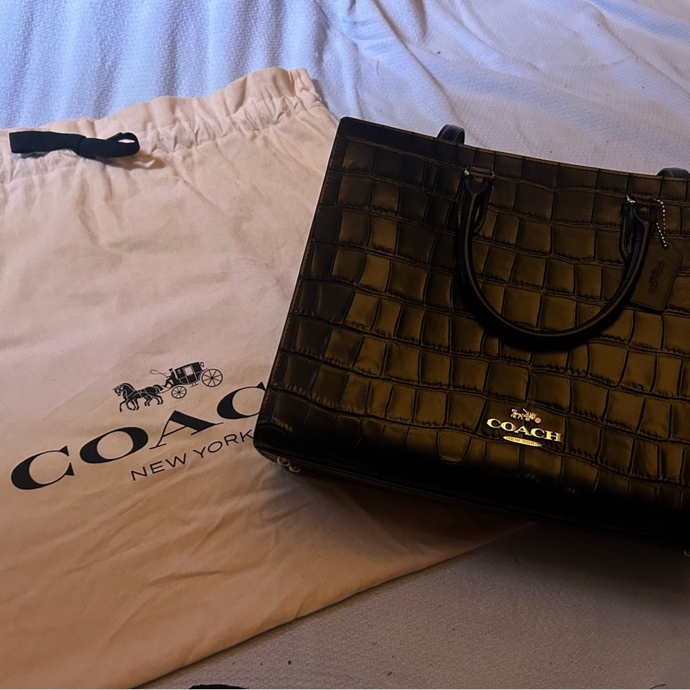 Coach Maggie Tote Croc-Embossed Leather Large Work Tote, executive bag. Like new